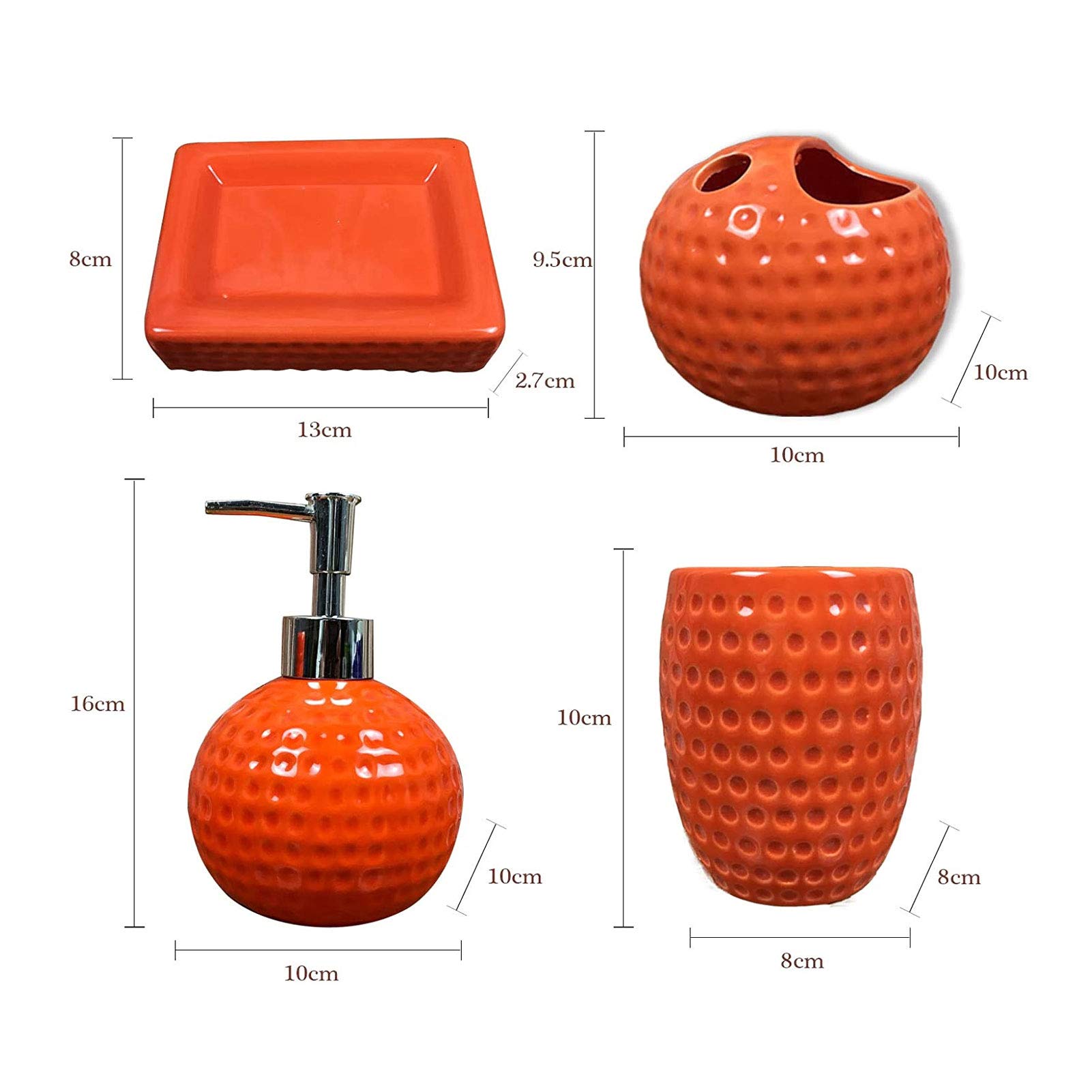 Zestaw akcesoriów łazienkowych, 4-częściowy ceramiczny zestaw akcesoriów łazienkowych, kompletny wystrój zawiera dozownik mydła, uchwyt na szczoteczkę do zębów, mydelniczkę, kubek