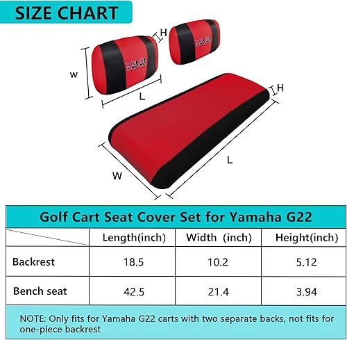 Miniatura 6 de 10L0L Fundas de asiento de carrito de golf para Yamaha G2 G9 G16 G19 G22 y Club Car DS Pre-2000, EZGO Marathon, lavable, duradero, transpirable,