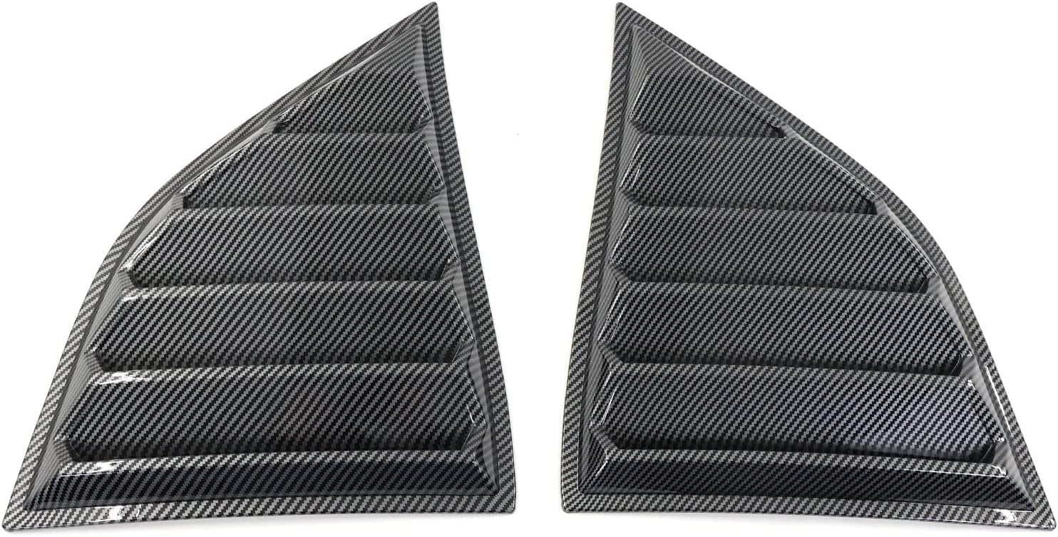 FREEMOTOR802 Quarter Window Louvers Fits 2008-2023 Dodge Challenger, XE V4 Style Carbon Fiber Print Side Window Louvers Air Vent Scoop Sun Shades Cover 2PCS