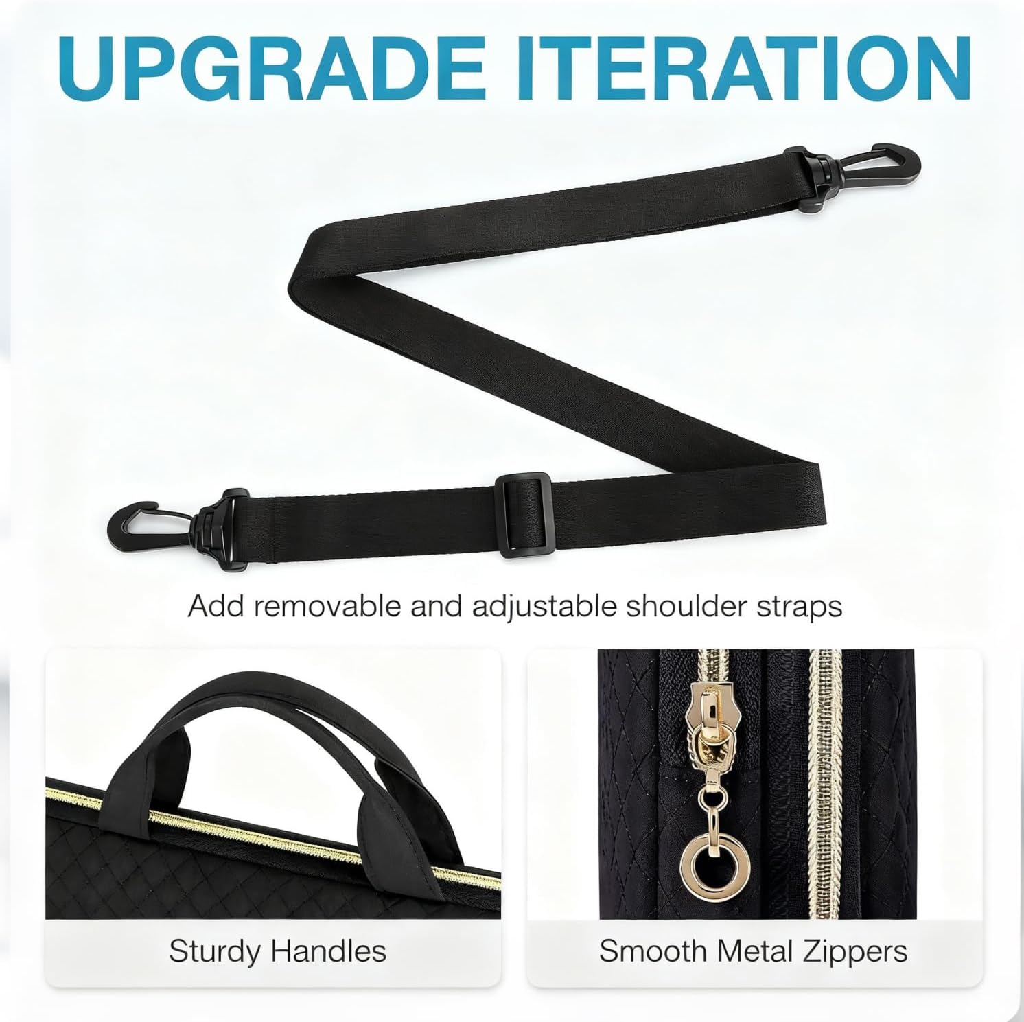 BAGSMART 15.6 Inch Laptop Sleeve Case Compatible with MacBook Pro 16 Inch,15.6 Inch HP,Dell,Acer Aspire,Asus Notebook, Protective Laptop Bag for Women with Shoulder Strap,Pocket,Handle, Black - Image 4