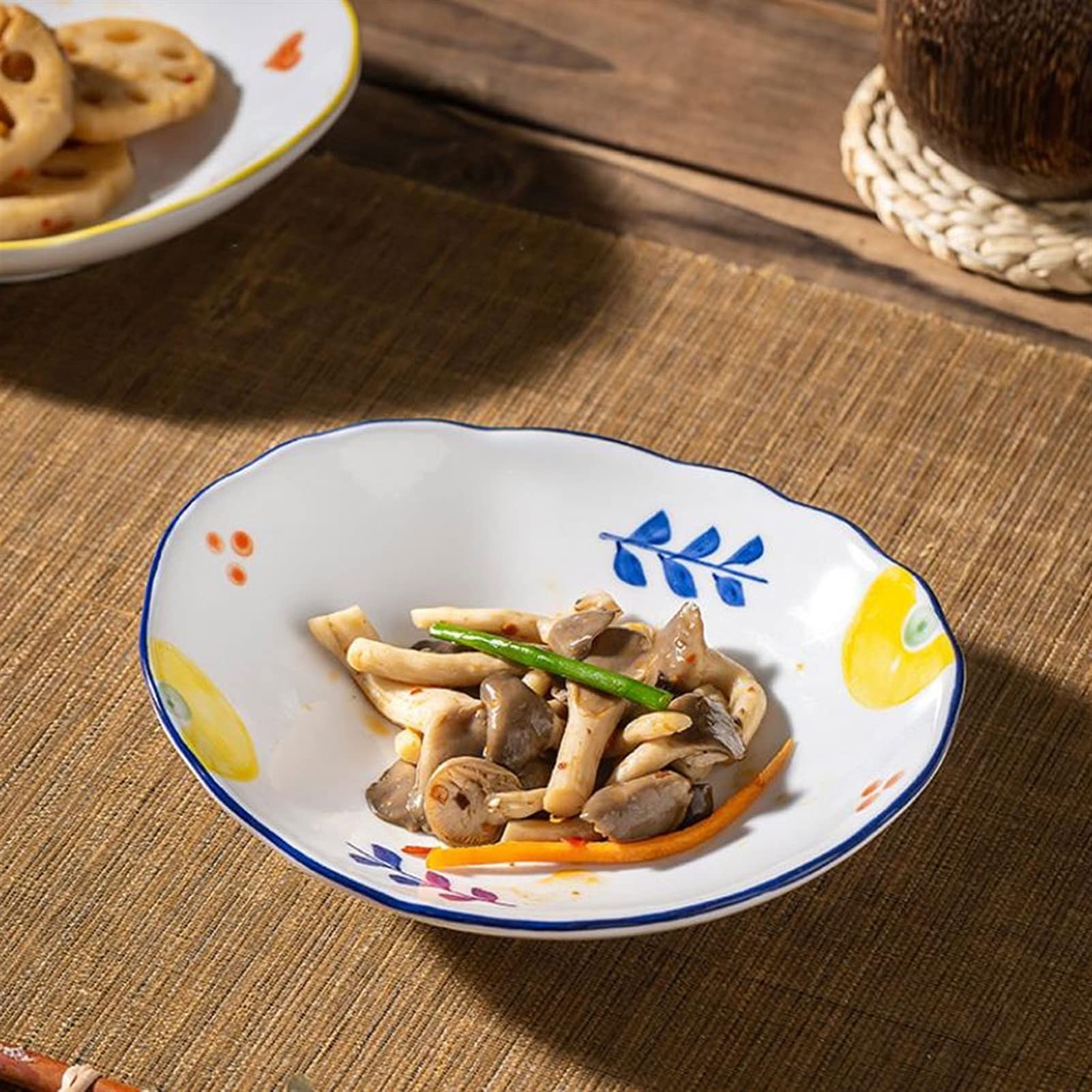 Lot de 2 Plats à Sauce en céramique, Assiettes à tremper au soja, Bols d'apéritif, Plats d'accompagnement, Service de Cuisine de Style Japonais