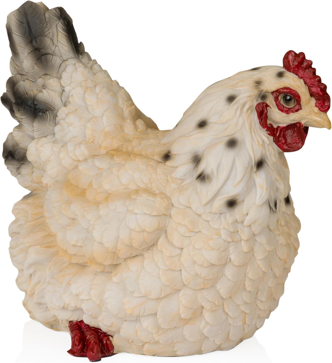 Alpine Corporation WFM100HH-WT 8" Life-Like Resting Hen Garden Statue – Indoor Outdoor Rustic White Hen Sculpture, Durable Weather-Resistant Polyresin for Yard, Patio, Porch, Pathway, or Home Décor