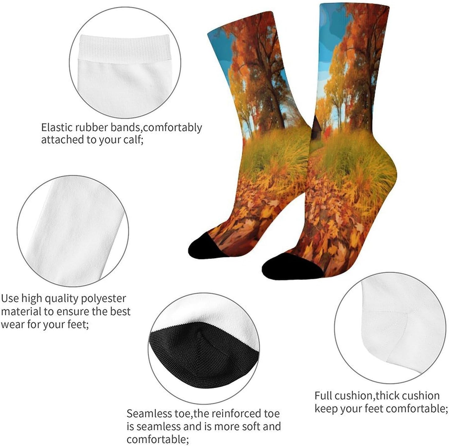 Gallery For Fall Crew Sock High Stocking Grippy Socks | Socks for Men & Women,Stockings-Long Thin Tube Sports, Breathable Soft Athletic for Nurses,Travel