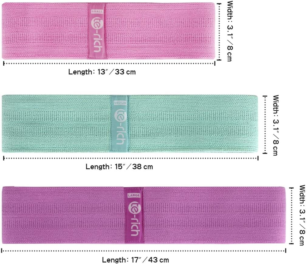 Te-Rich Fabric Resistance Loop Exercise Bands, Cloth Booty Training Bands, Non-Slip/Thick Wide Fitness Elastic Circle Band for Legs and Butt/Squat/Glute/Hip/Thigh, Gym Workout Band for Women/Men