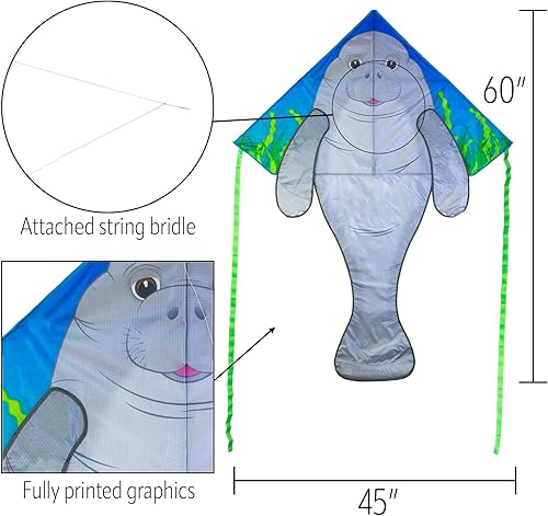 Miniatura 5 de In the Breeze Sea Life Fly-Hi Kite, cometa de una sola línea, tela Ripstop, línea y bolsa incluidas