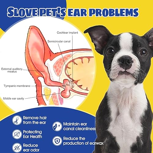Miniatura 5 de Tratamiento de infección de oído de perro, solución de limpieza de oídos para perros con polvo de oído, lavado de oídos para mascotas, elimina