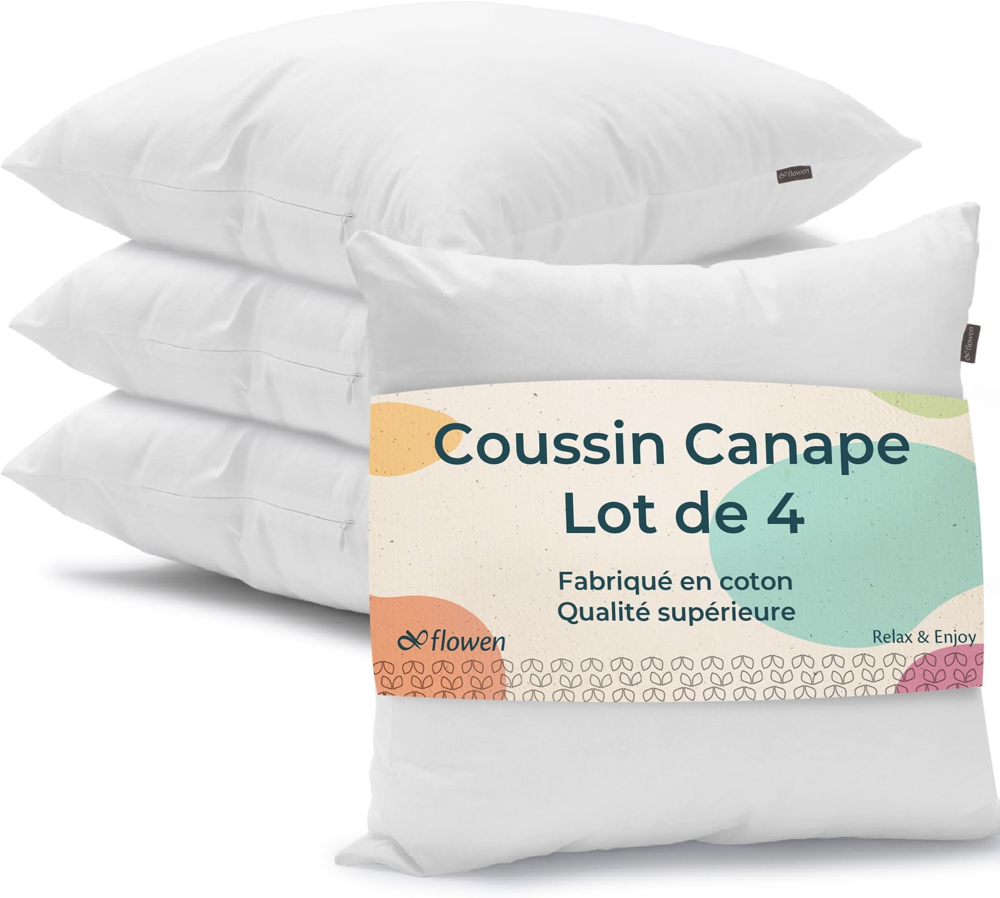 Coussin Canape 40x40 Lot de 2 Oreillers Decoratif Accessoires pour Sofa Decoration Aesthetic pour Salon et Exterieur Antiallergiques et Anti-Acariens avec Taie d'Oreiller en Coton et Polyest