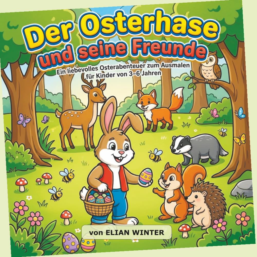 Der Osterhase und seine Freunde: Eine liebevolles Osterabenteuer zum Ausmalen für Kinder von 3-6 Jahren