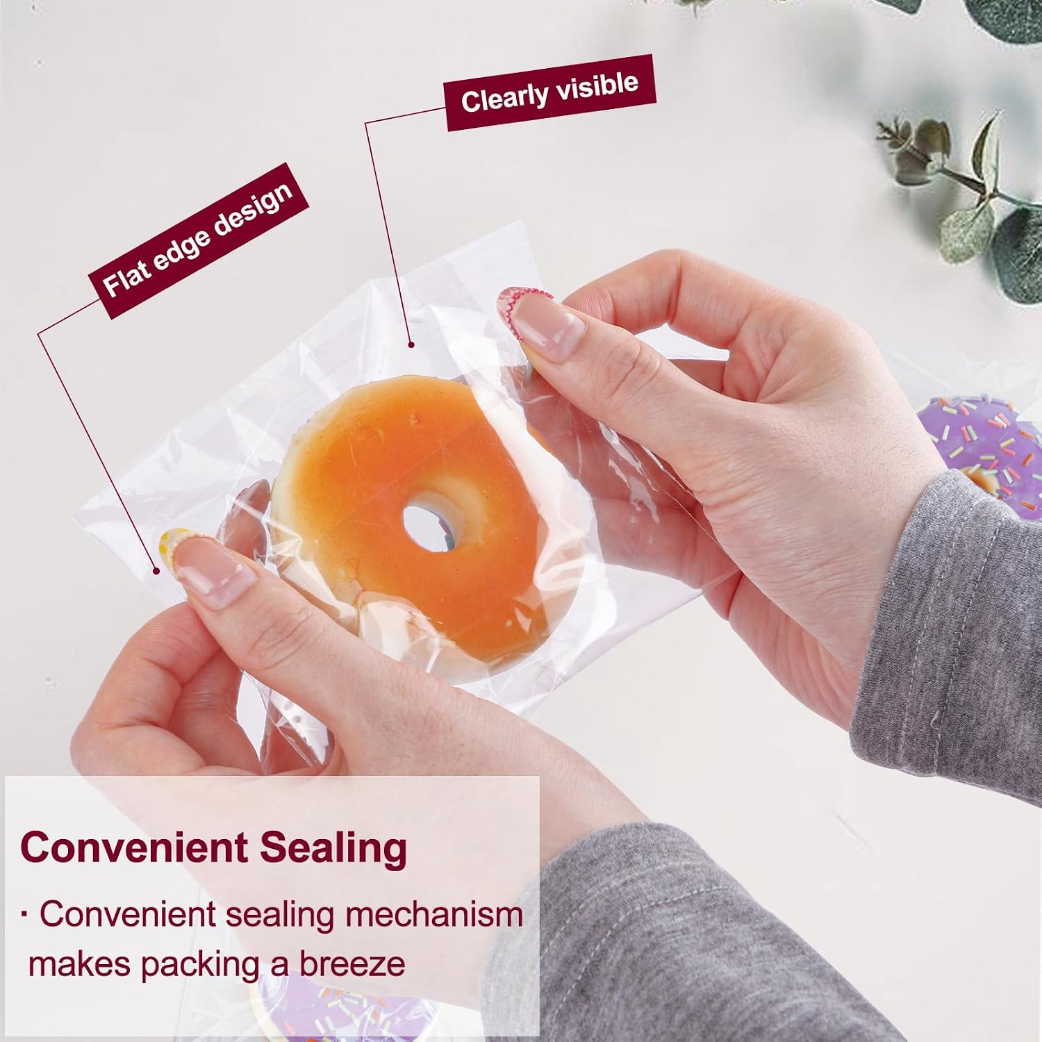 300PCS Clear Self Sealing Cellophane Bags - Cookie, Candy & Bread Bags (5x6 Inches)