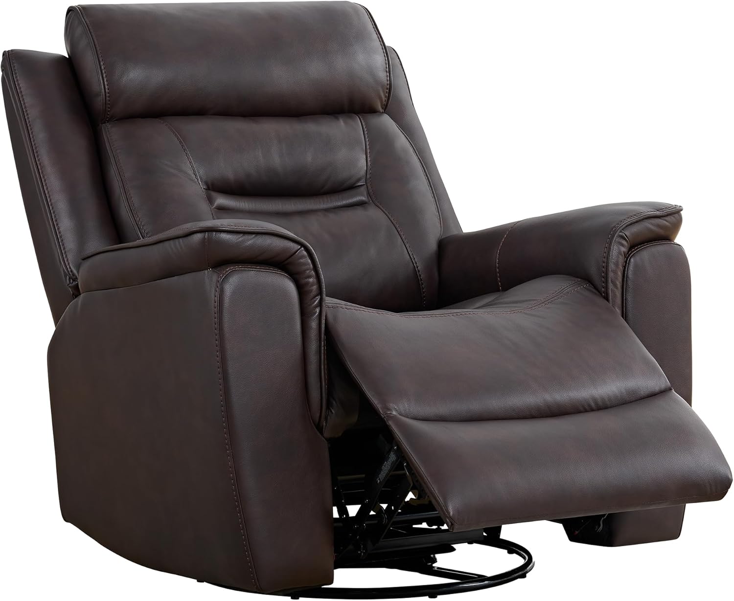 Leather Recliner Chair, 360° Swivel Rocker for Adults Manual Rocking Reclining Chair with Adjustable Backrest Footrest for Living Room Bedroom Home Theater Seating