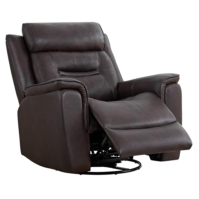 Leather Recliner Chair 360 Swivel Rocker for Adults Manual Rocking Reclining Chair with Adjustable Backrest Footrest for Living