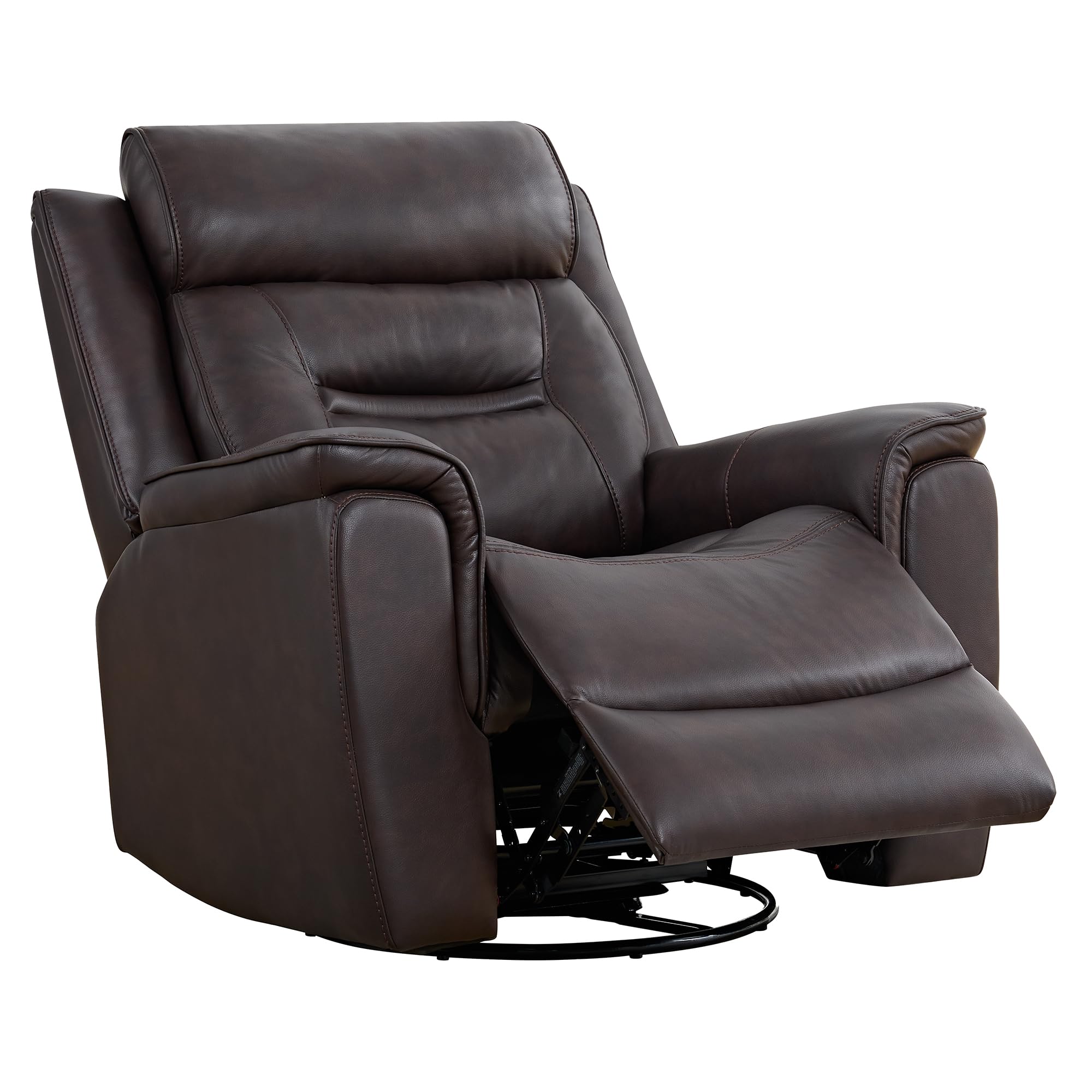 Leather Recliner Chair 360 Swivel Rocker for Adults Manual Rocking Reclining Chair with Adjustable Backrest Footrest for Living