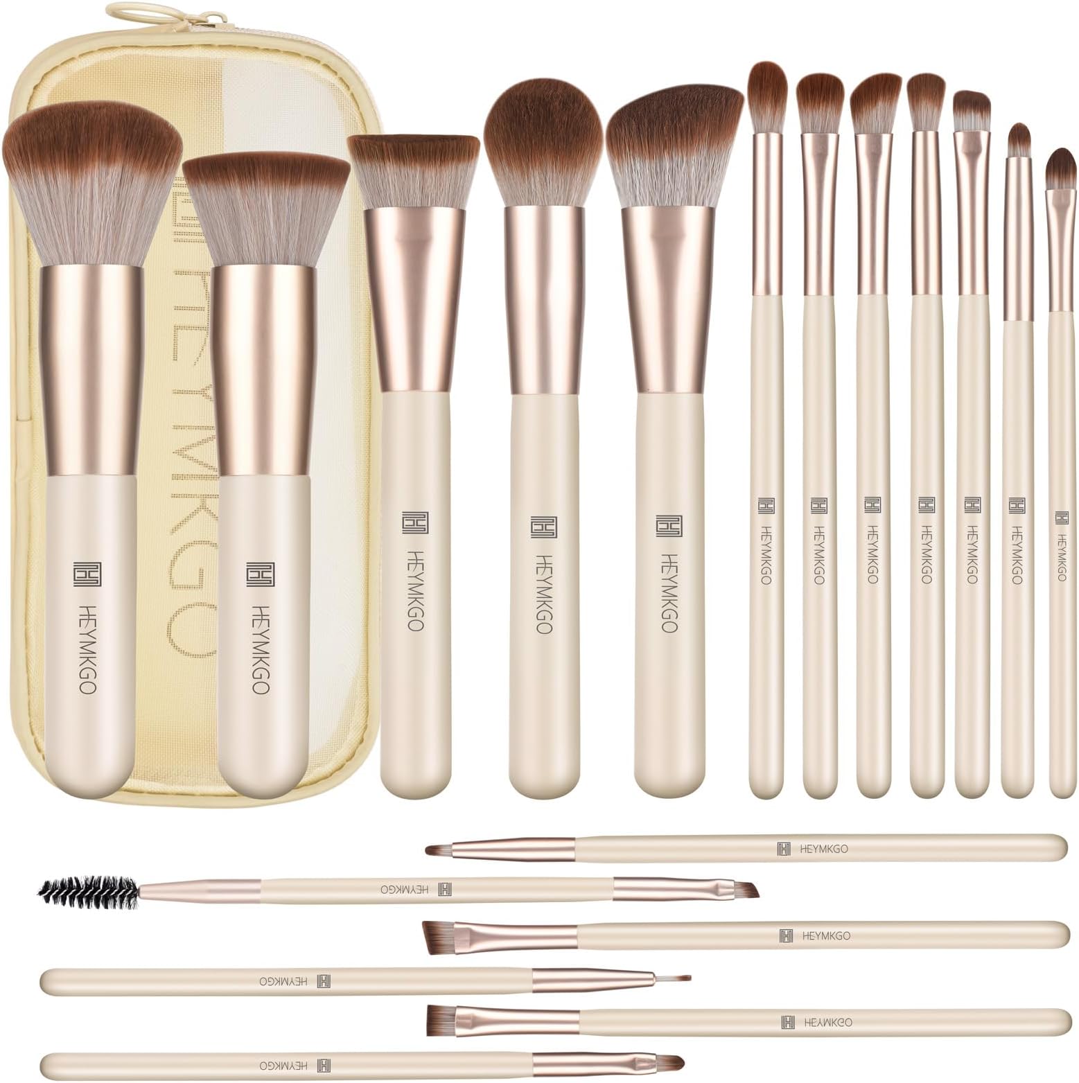 Makeup Brushes HEYMKGO Makeup Brush Set Professional 18 Pcs Make up Brushes with Travel Bag Premium Synthetic Foundation Powder Blush Blending Face Brush Eyeshadow Eyeliner Make Up Brush Kit