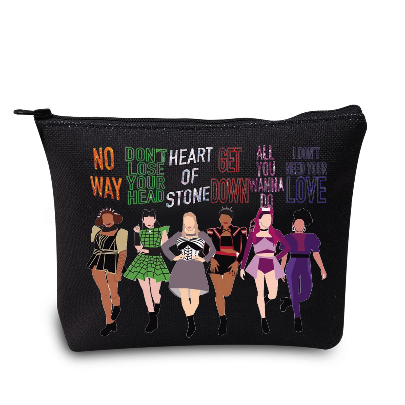 LEVLO Broadway Queen Cosmetic Make Up Bag Gift For Musical Theater Lover Six Queen Musical Make Up Zipper Pouch Bag (Six Queen Black)
