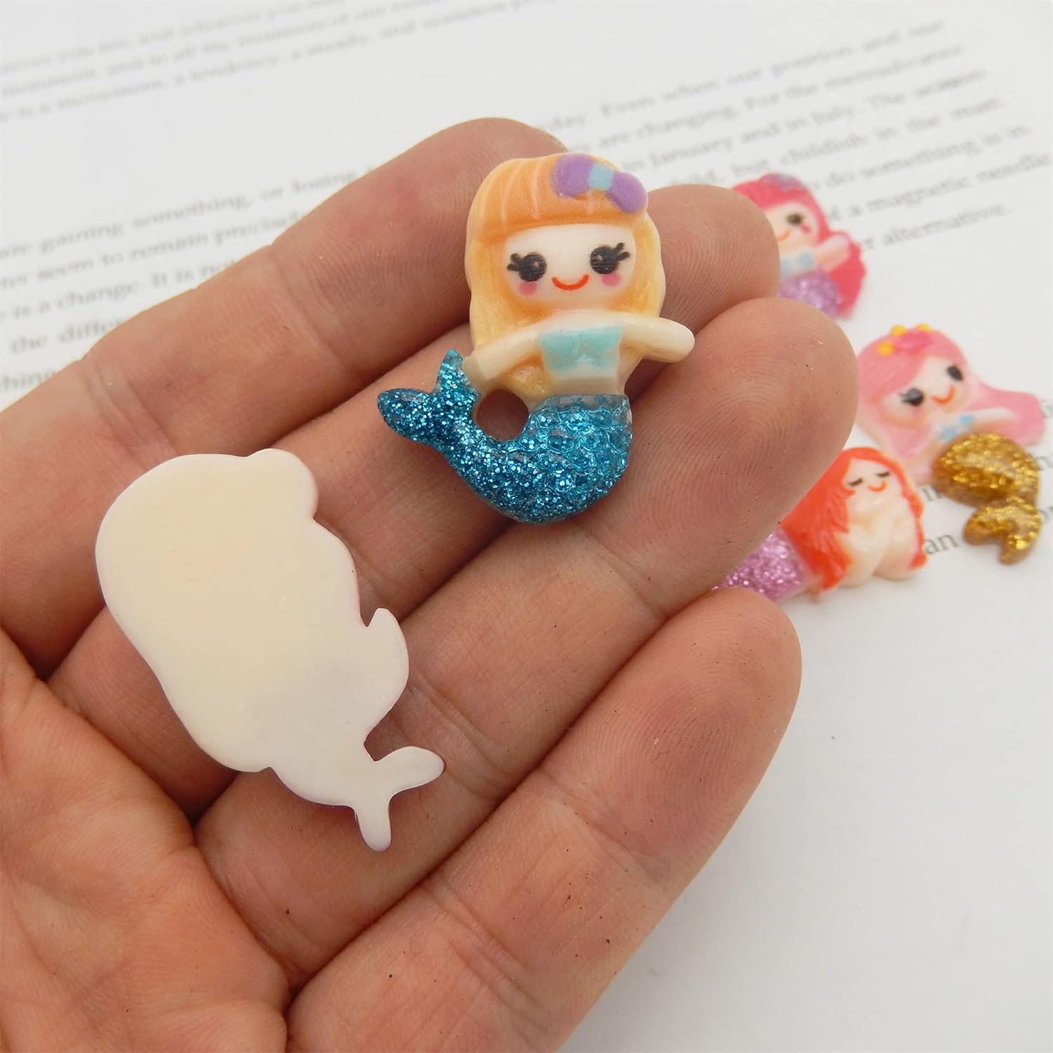 30 Mix Lot Cartoon Mermaid Resin Embellishments Flat Back Scrapbooking Art Projects Making Ornament Nautical Decorations DIY Crafting 2-3cm