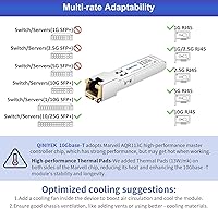 Vista 3 de [Paquete de 1] Transceptor SFP+ de 1.25/2.5/5/10G-T a RJ45, módulo de Ethernet de cobre compatible con Cisco SFP-10G-T-S, MikroTik S+RJ10, Ubiquiti