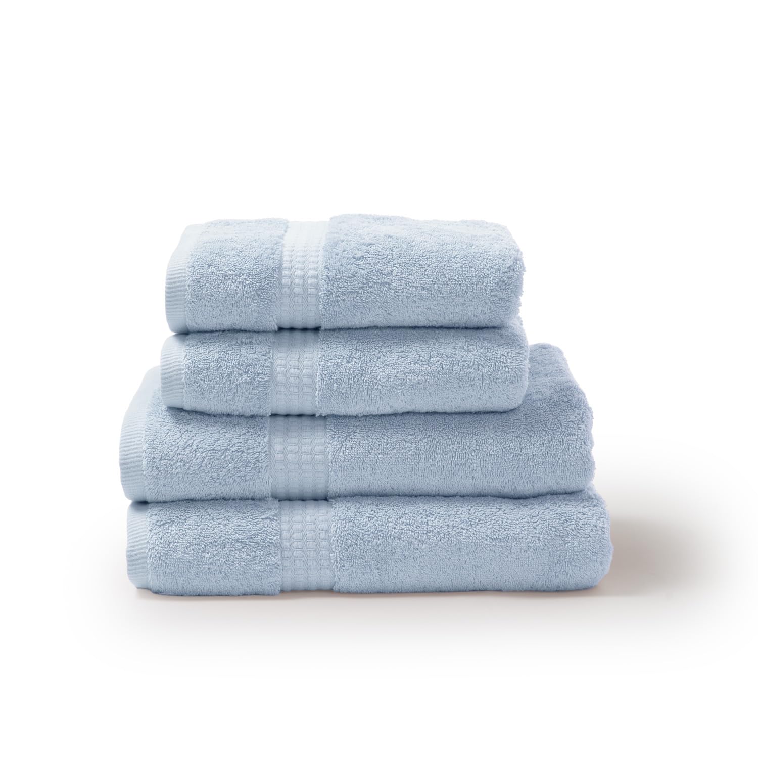 TRAMAS+ Toallas de Baño Grandes, Pack de 4 Toallas Premium 700 GR, 100% Algodón, Secado Rápido y Absorbente, 2 Toallas de 70x140 cm y 2 Toallas de 50x100, Celeste