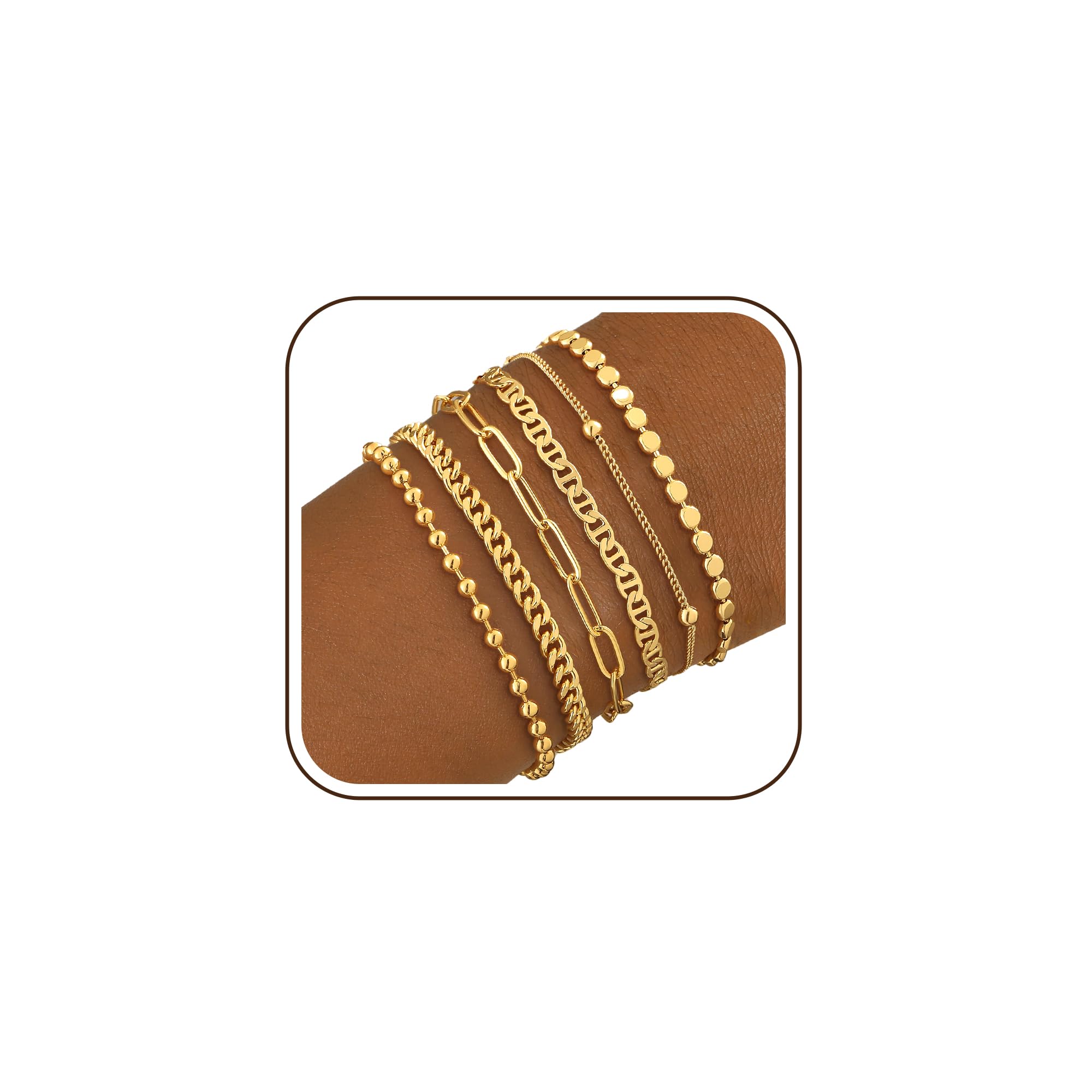 ZOERAY Armband Damen Gold Silber Set Wasserfest 18K Vergoldet Armbänder Stapelbare Armkette Gold Silber Verstellbare Mehrere Armbander Twist Figaro Schlange Modeschmuck Geschenk Set für Frauen Mädchen