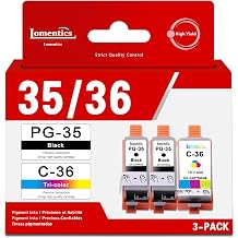 LOMENTICS PGI-35/CLI-36 Value Pack Ink Cartridge 2 Black, 1 Color, 3-Pack Lometic Compatible Replacement for Canon 35 36 Ink to Work with PIXMA iP100 iP110 TR150 Printer | 2 Black, 1 Color, 3-Pack Lometic Replacement for Canon 35 36 Ink to Work with PIXMA iP100 iP110 TR150 TR160 Printer