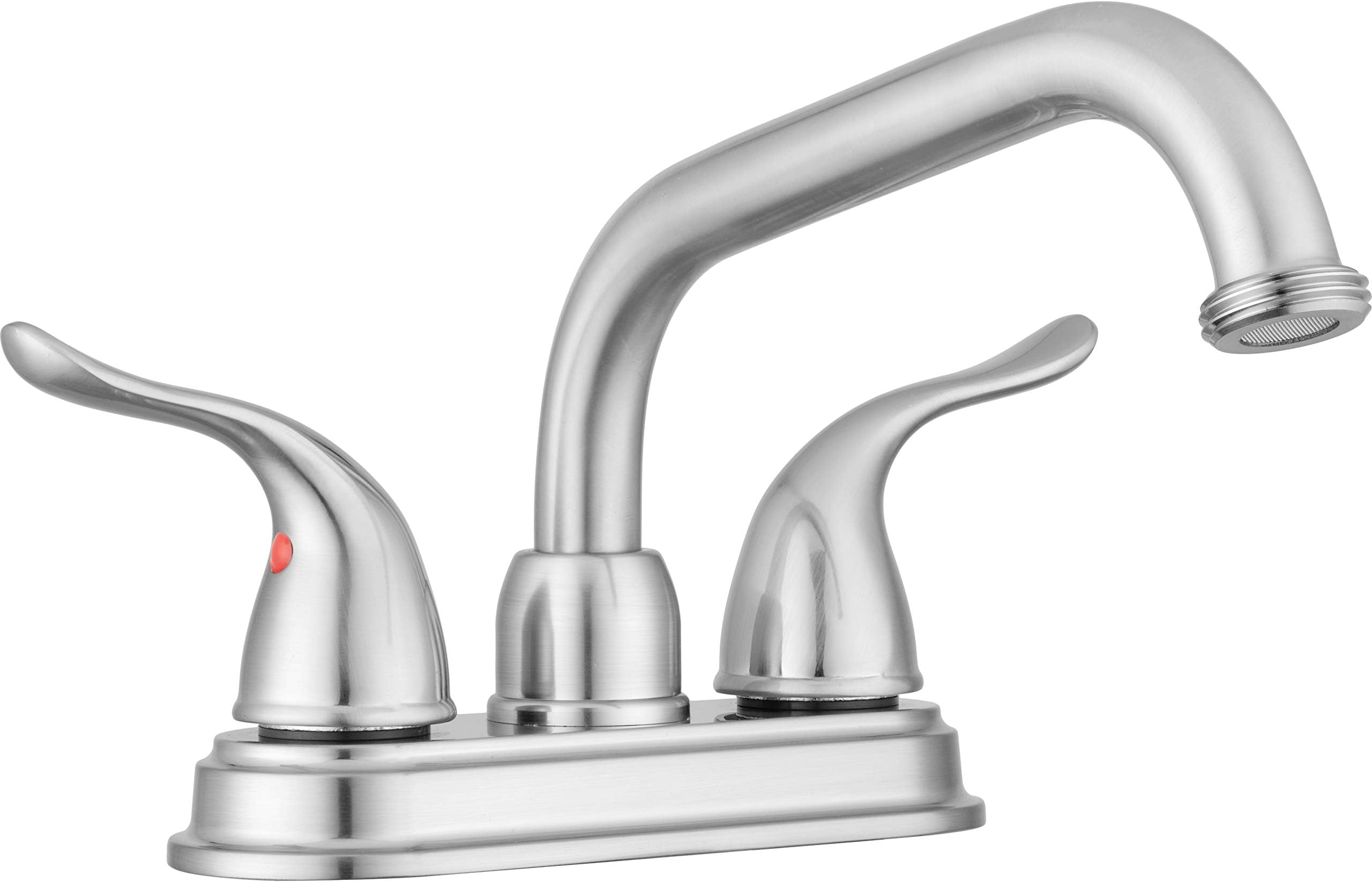 Pacific Bay Treviso Utility Laundry Sink Faucet, Threaded Brass Spout Hose End, Swivel Spout, 2-Handle Levers, Centerset (Brushed Satin Nickel Plated)