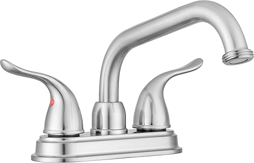 Pacific Bay Treviso - Grifo para fregadero de lavandería, extremo de manguera de latón roscado, boquilla giratoria, palancas de 2 manijas, juego