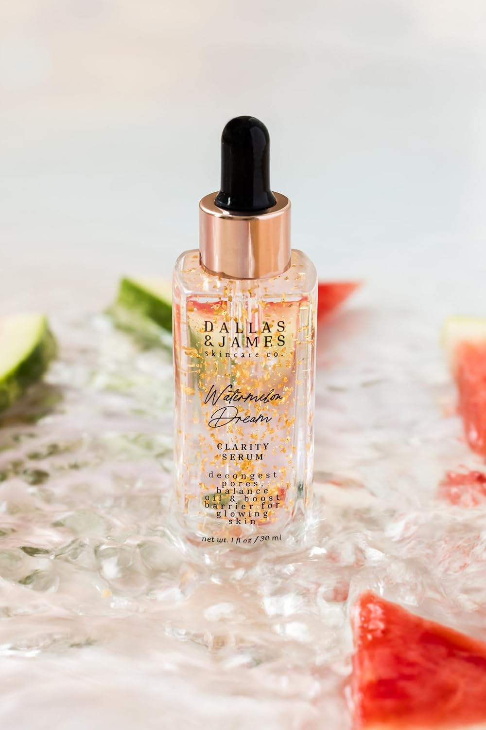 Dallas & James Skincare Co. Watermelon Dream Clarity Serum - with Cloudberry - Hydrate & Clear Clogged Pores with Salicylic Acid, Mandelic Acid + Niacinamide