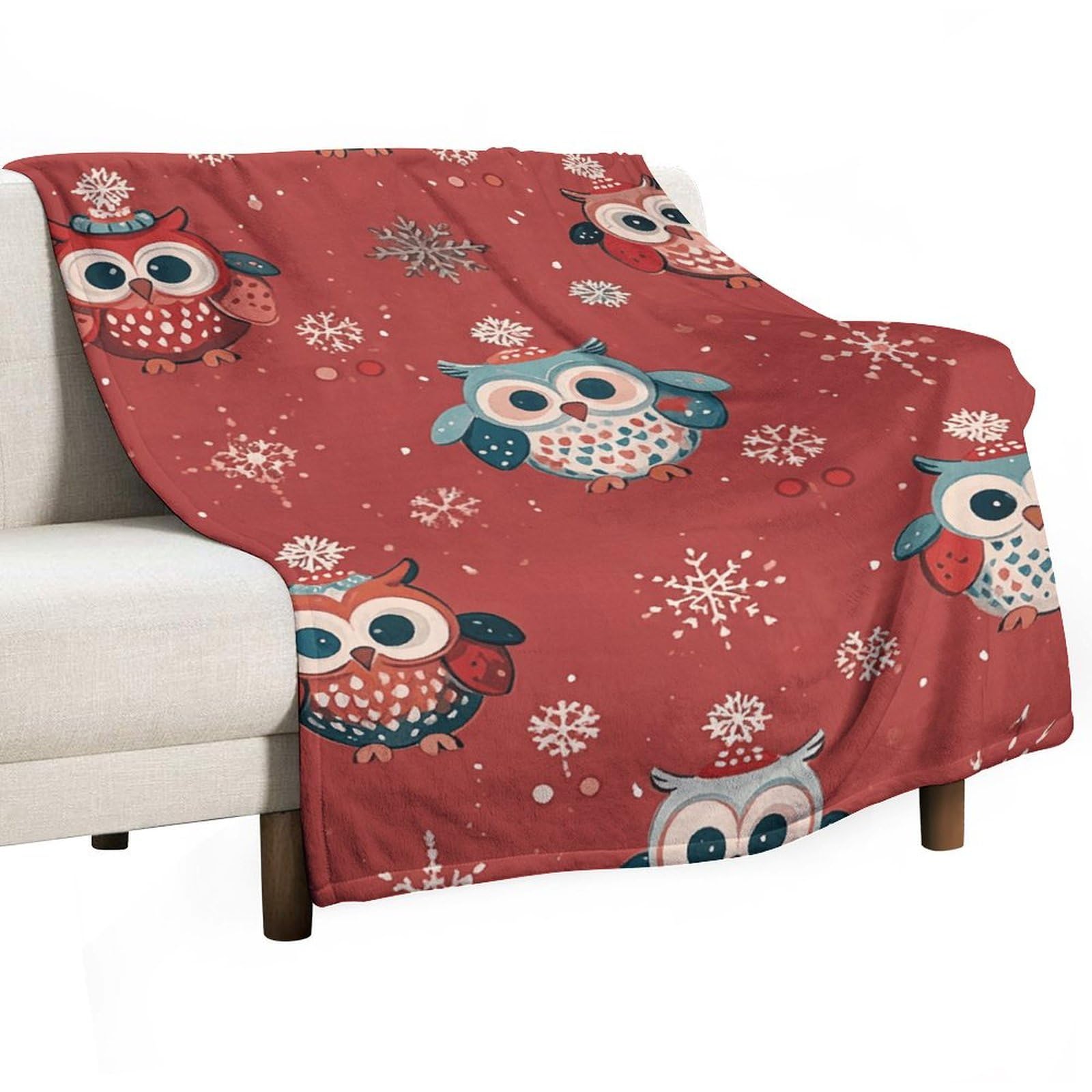 Jeté de lit en flanelle contre le froid couverture douce hibou