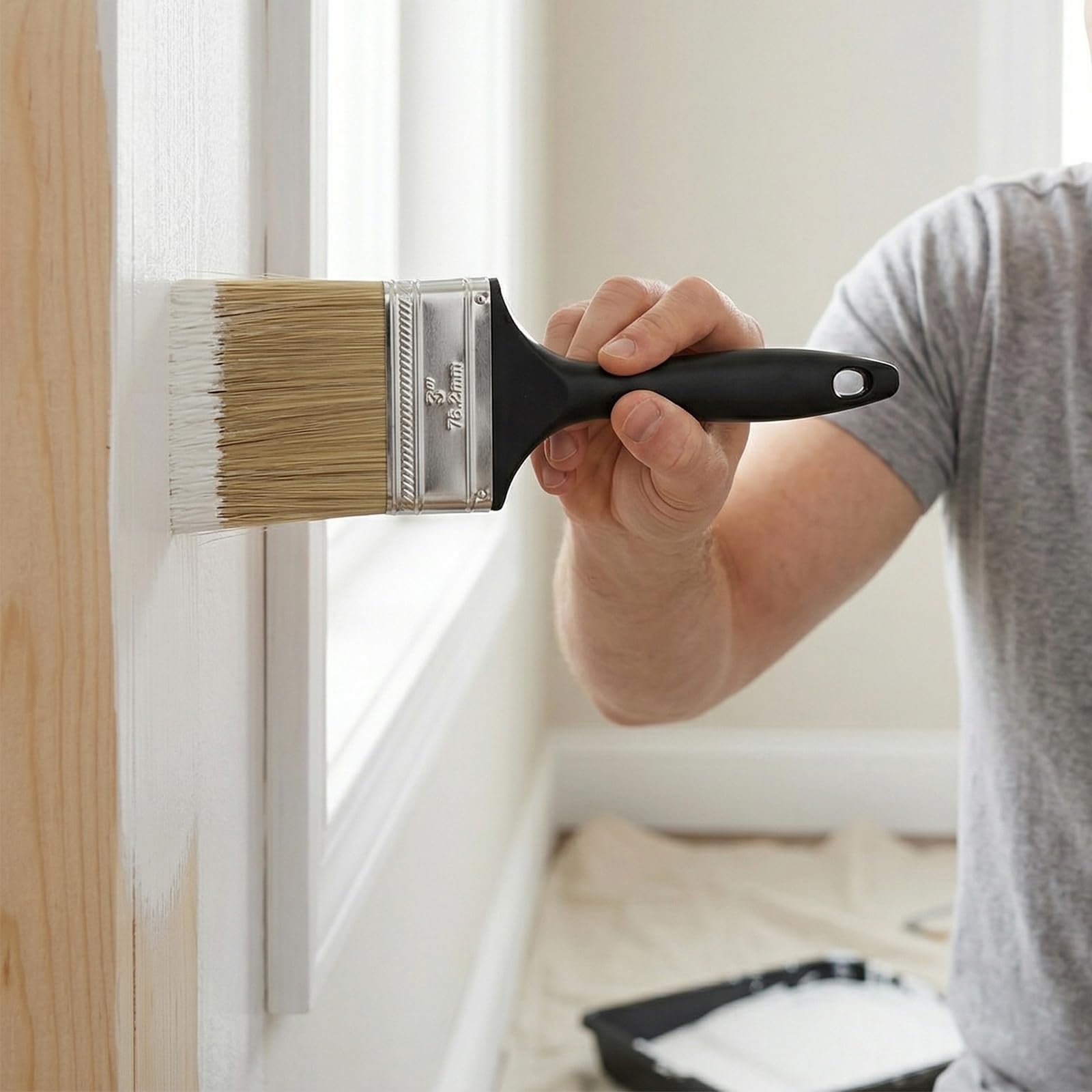 20 pinceles de pintura de 3 pulgadas, mango de plástico, pinceles de pintura de pared para pintura acrílica, muebles, vallas, madera