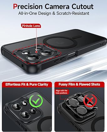 LeYi for Motorola Moto-G-2025 Case: Moto G 2025 Phone Case [MagSafe Fit] with [2 Packs] Screen Protector, Raised Camera Guard Slim Matte Translucent Smooth Soft-Touch Funda para G5G 2025, Black