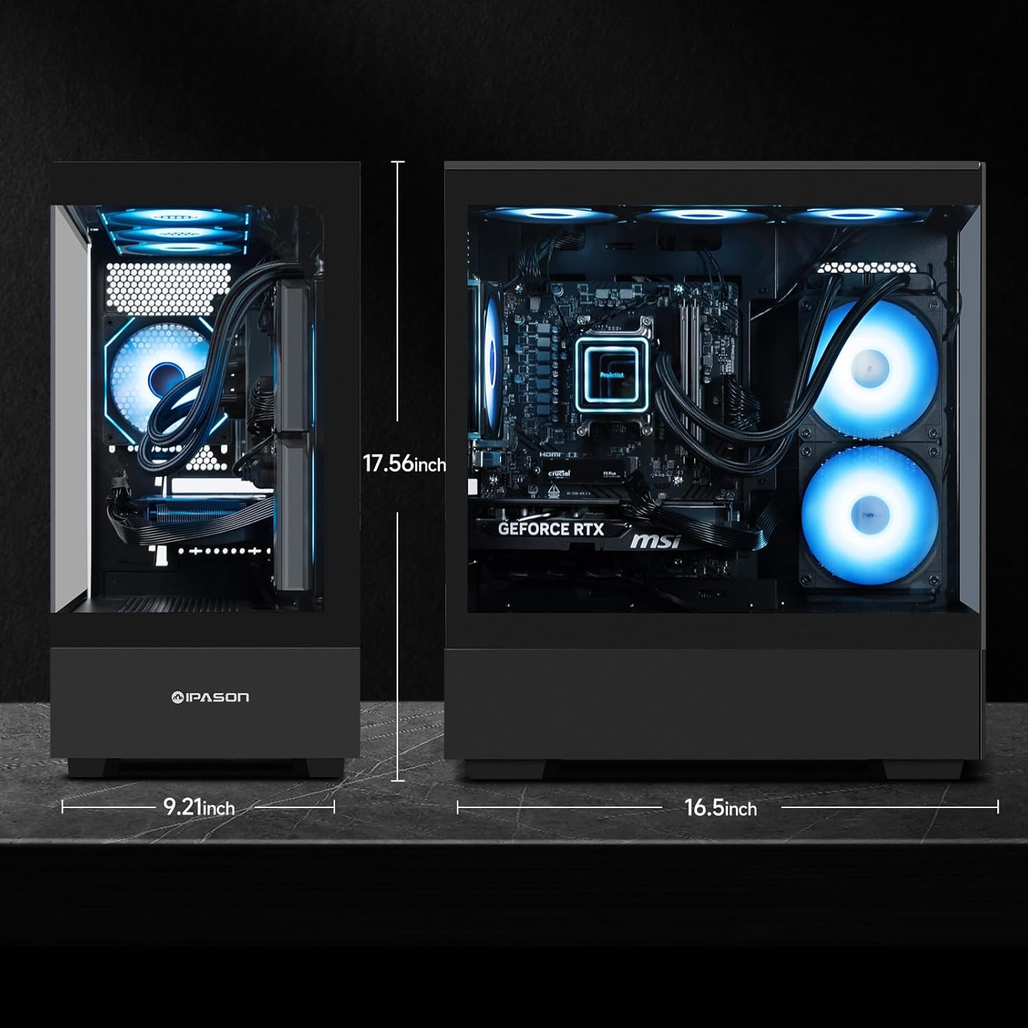 Dimensjonijiet tal-kaxxa tal-PC tal-logħob IPASON