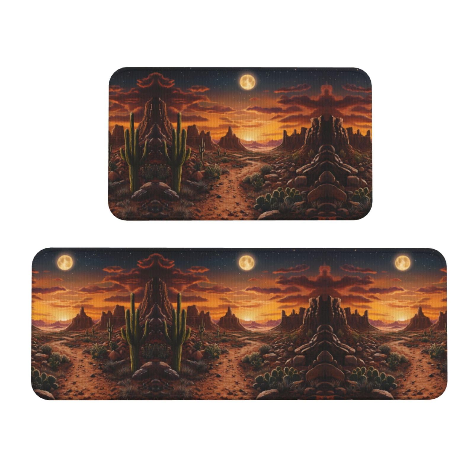 Alfombrillas de cocina antideslizantes Sunset Scenery juego de 2 tapetes para lavandería y entrada