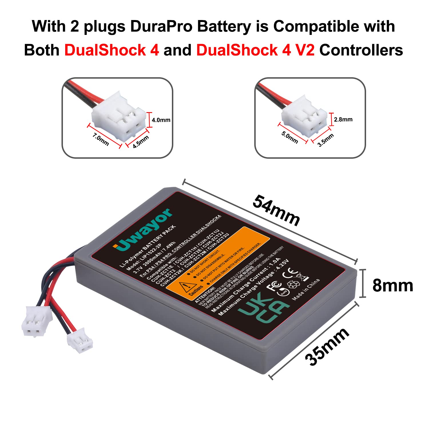 Batteria per controller PS4, 2 batterie PS4Pro, 2000 mAh, per Sony PlayStation 4 Dualshock 4 V1 V2 CUH-ZCT2 CUH-ZCT2E CUH-ZCT1E CUH-ZCT1U con attrezzi