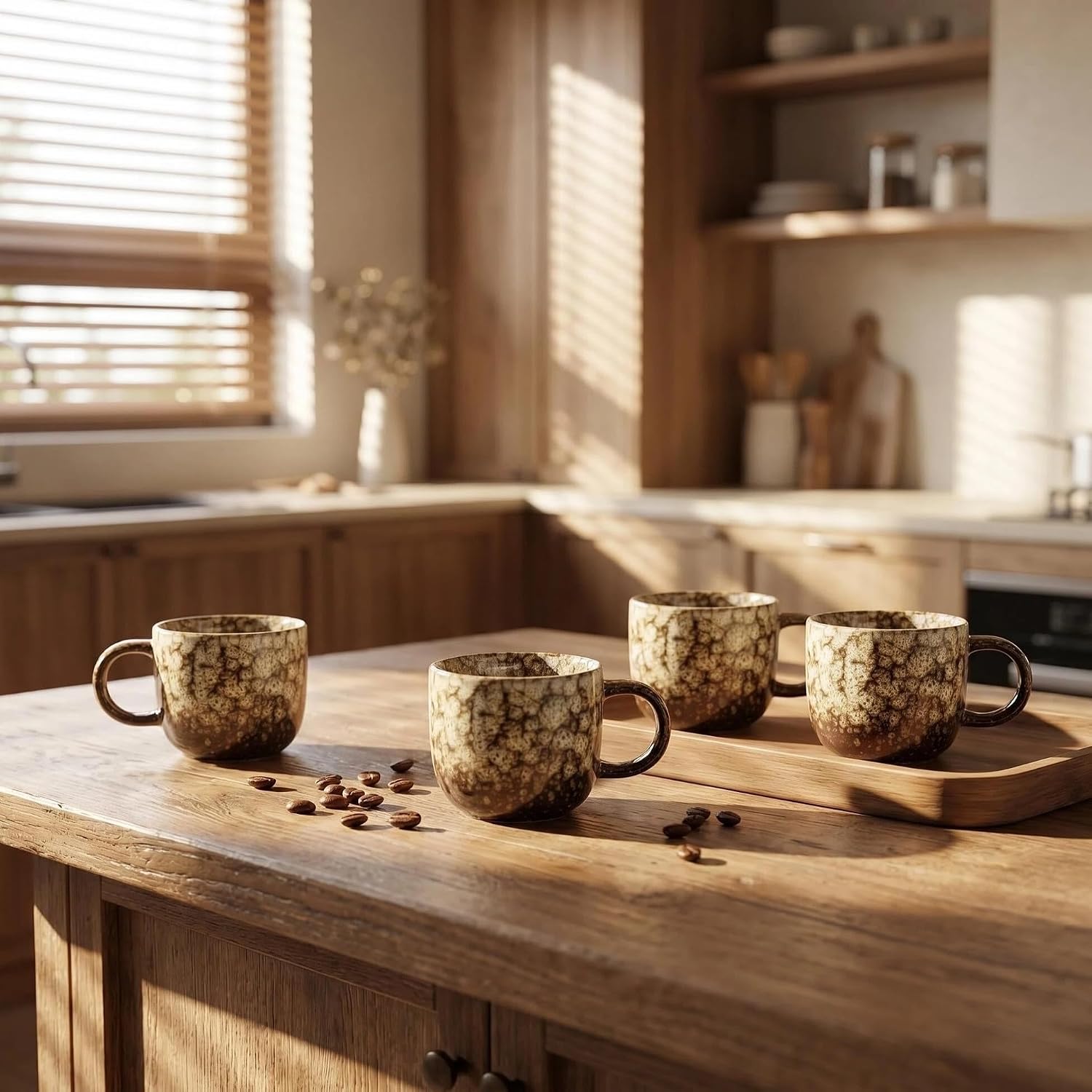 Ceramic Espresso Cups 5oz Small Modern Coffee Cup Thick Walled,Matcha Cups, Durable, Dishwasher Microwave Safe Set of 4,Tea Cups White
