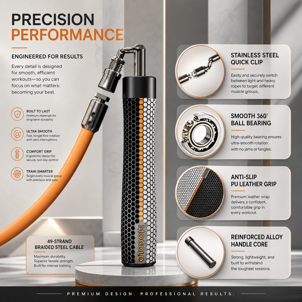 Cuerda de saltar pesada para hombres y mujeres, cuerdas de saltar pesadas intercambiables de 1/5 libras, 1/4 libras, 1/2 libras, giro de 360 grados, longitud ajustable, agarre ergonómico de