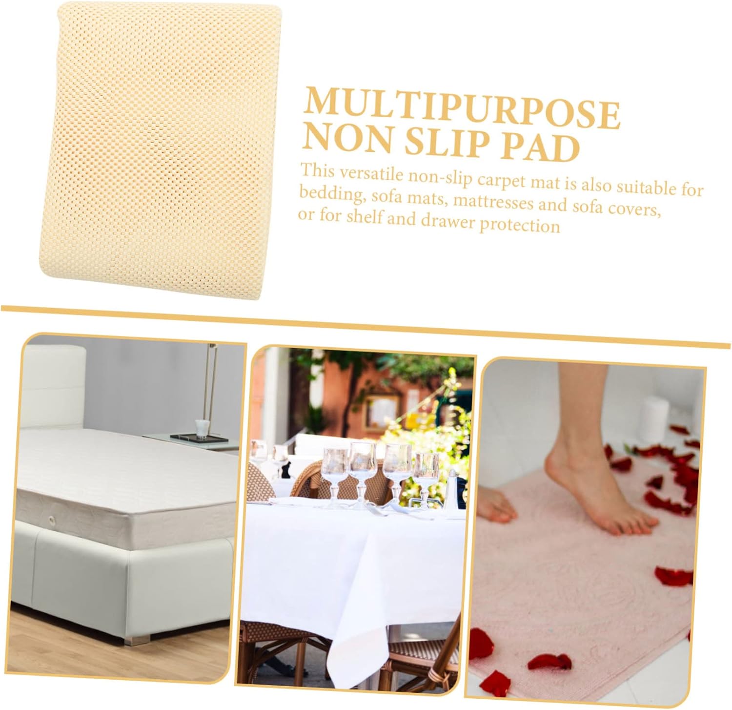 Sofa Cushion Pad Non- Gripper for Secure Bedding Rugs Multipurpose Use Living Room Bedroom Kitchen and More Beige