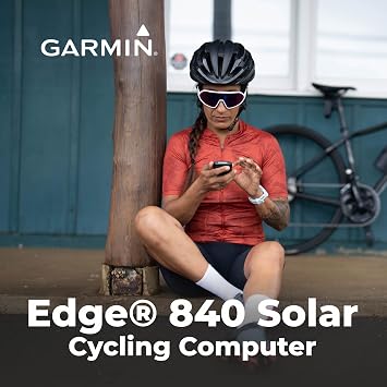 Garmin Edge 840 Solar GPS Cycling Computer، شاشة تعمل باللمس، أزرار تحكم، ملاحة متقدمة مع حزمة البنك الإلكتروني