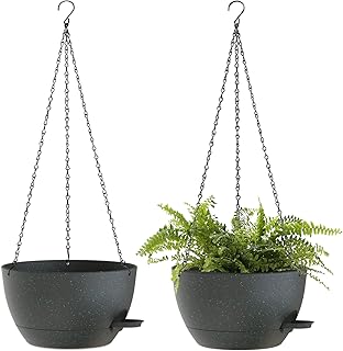 12 Inch Hanging Baskets 2 PC with Chains, Self-Watering Hanging Planters...