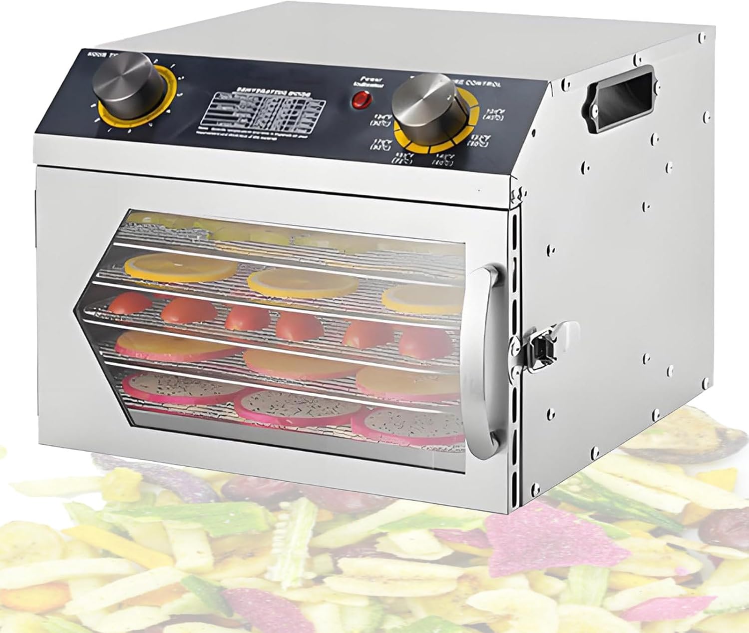 Stainless Steel Food Dehydrator Machine, 6/8/12/18 Layers, Adjustable Temperature 30-90℃, Timer, for Dried Fruits, Vegetables, Meat & Beef - Efficient Freeze Drying