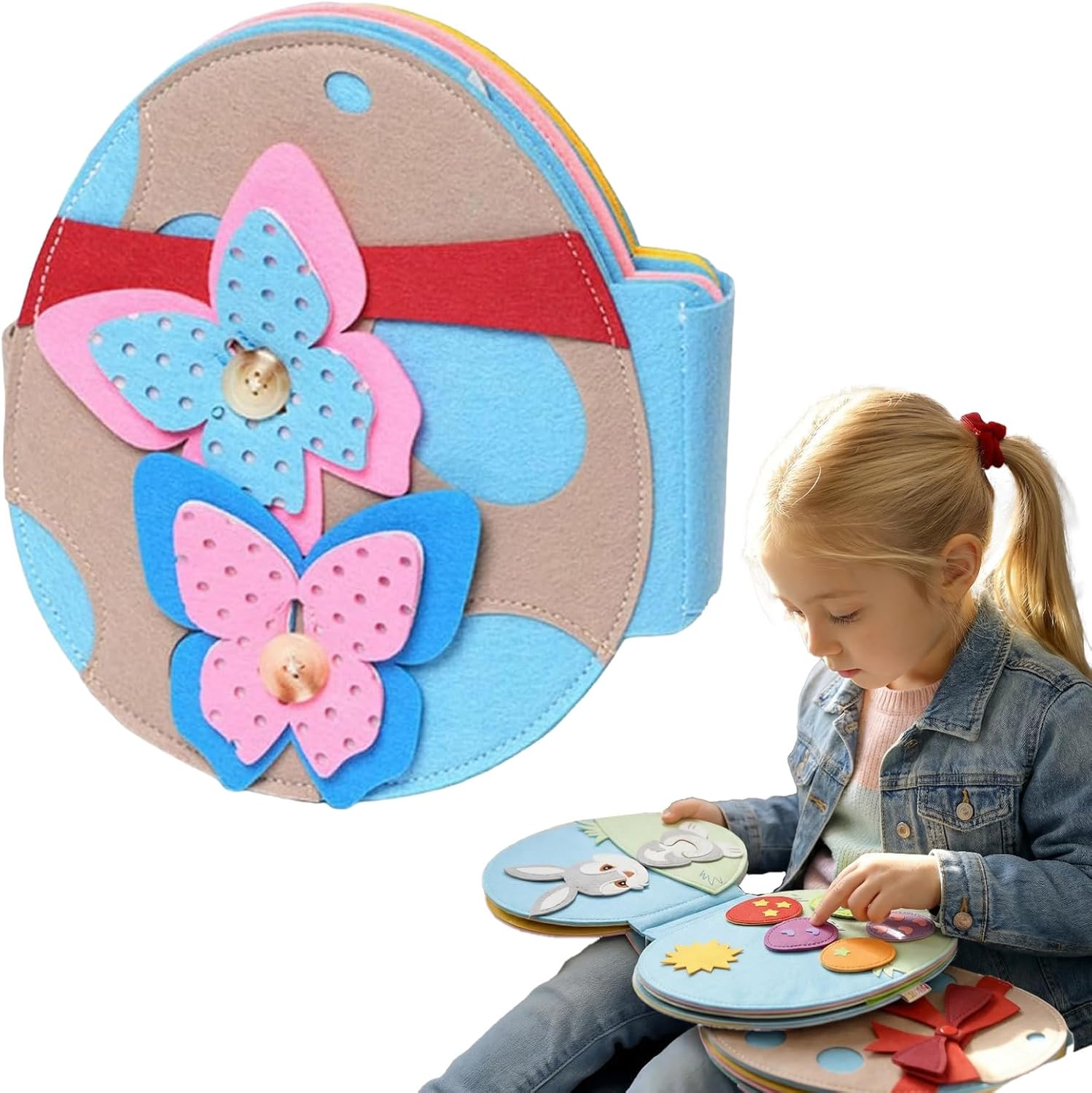 Montessori Rabbit Book, Easter Sticker Book, DIY Sticker Book Set, Preshcool Learning Busy Book with Various Activities