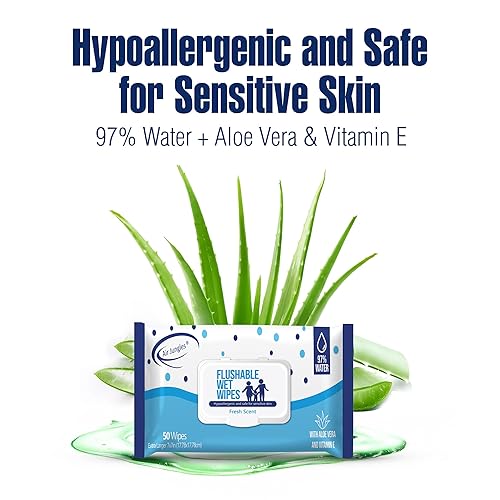 Miniatura 2 de Air Jungles Toallitas desechables de 300 unidades para adultos y niños, XL de 7 x 7 pulgadas con aloe vera y vitamina E para piel sensible,