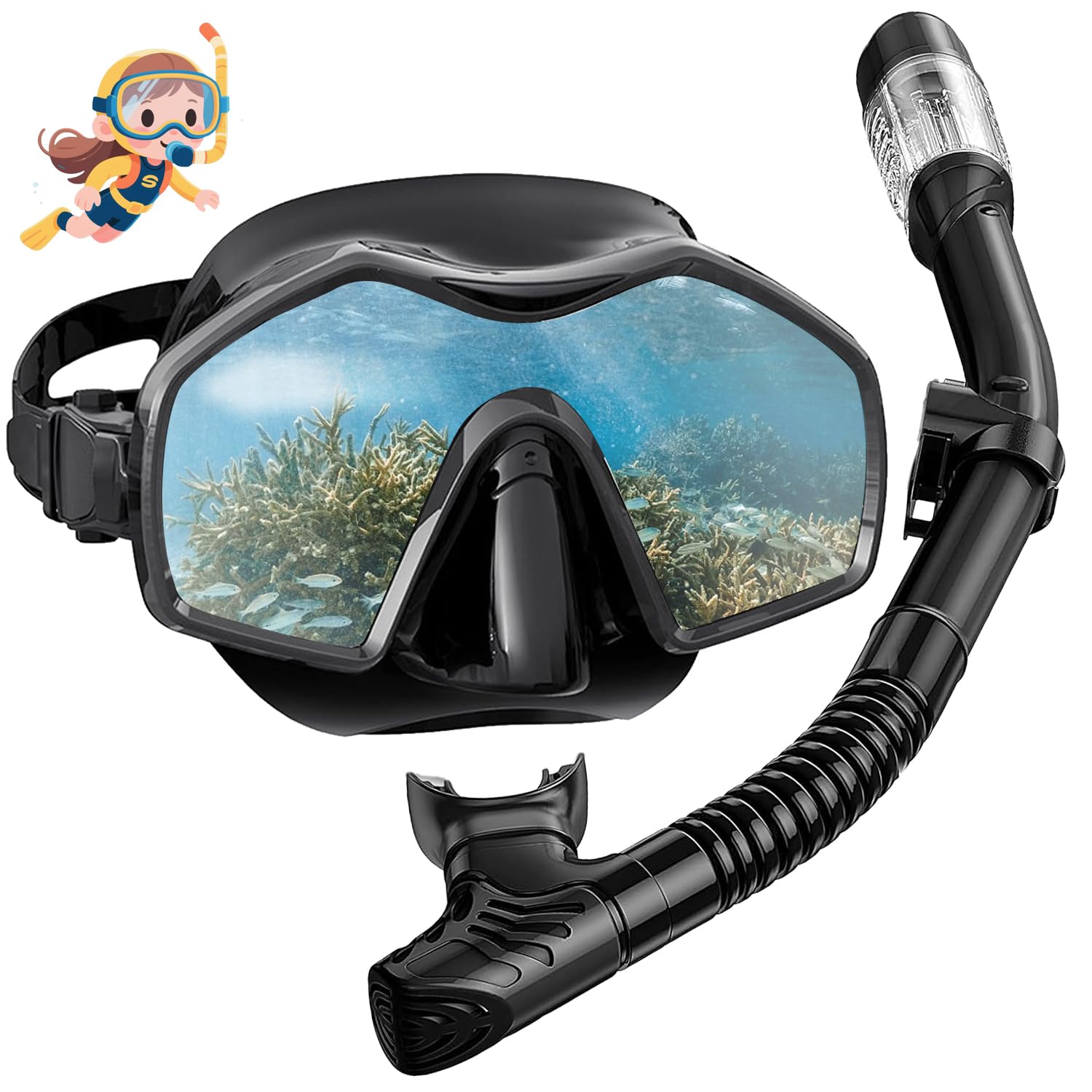 Maschera Subacquea Adulti, Maschera Snorkeling Adulto con Boccaglio, Maschera Subacquea per Adulti, Maschera per Immersioni, Maschera e Boccaglio Snorkeling, per Immersioni, Apnea e Snorkeling