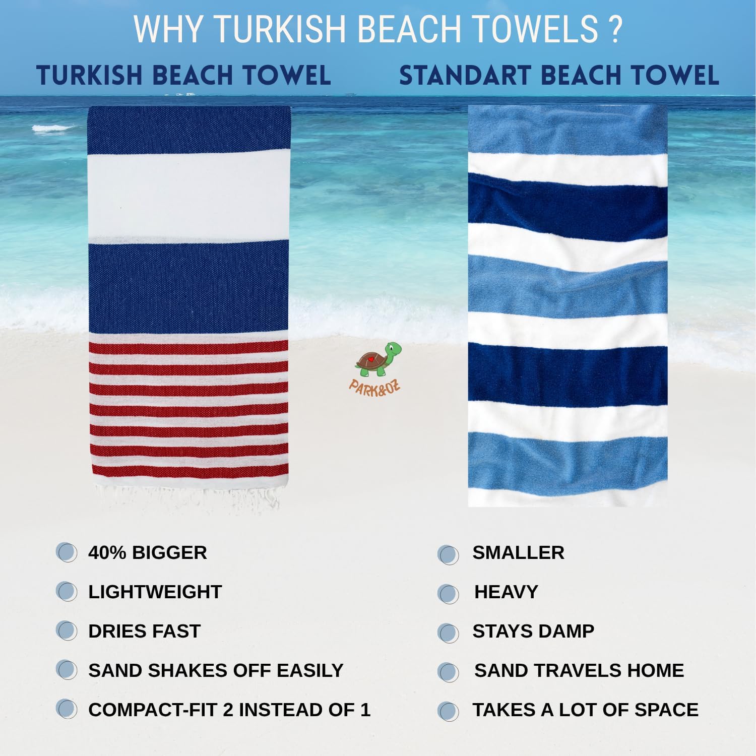 PARK & OZ Turkish Beach Towels 4 Pack – Oversized 100 Percent Cotton Quick Dry Absorbent Sand Free Blanket 72 x 40 Extra Large Lightweight Pool Towels for Adults Women Men Sand Resistant Tie-Dye
