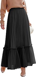 Maxi Skirts for Women Tulle Long Tiered Elastic High Waisted A Line Flow...