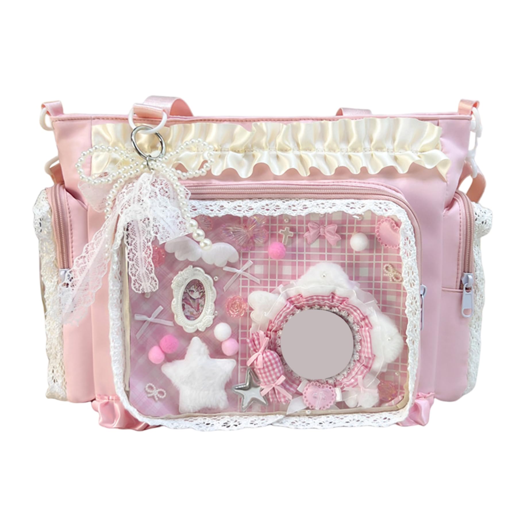 Ita Bag, Kawaii Nylon Pin Bag with Kawaii side and transparent display - style 1