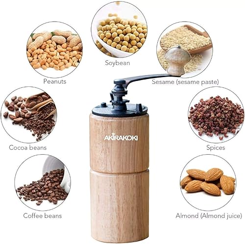 Miniatura 2 de Molinillo manual de grano de café con rebabas de hierro fundido, manivela de mano de gran capacidad, portátil para viajes, camping, ajustable