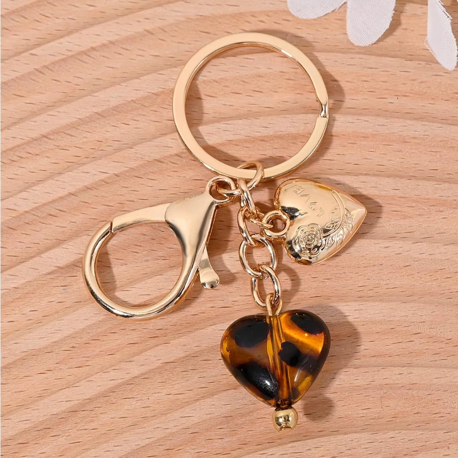 Angyape Leopard Heart Keychain Cute Keychains for Car Keys Accessories Gold Purse Bag Charms for Handbags Gifts for Women - Image 5
