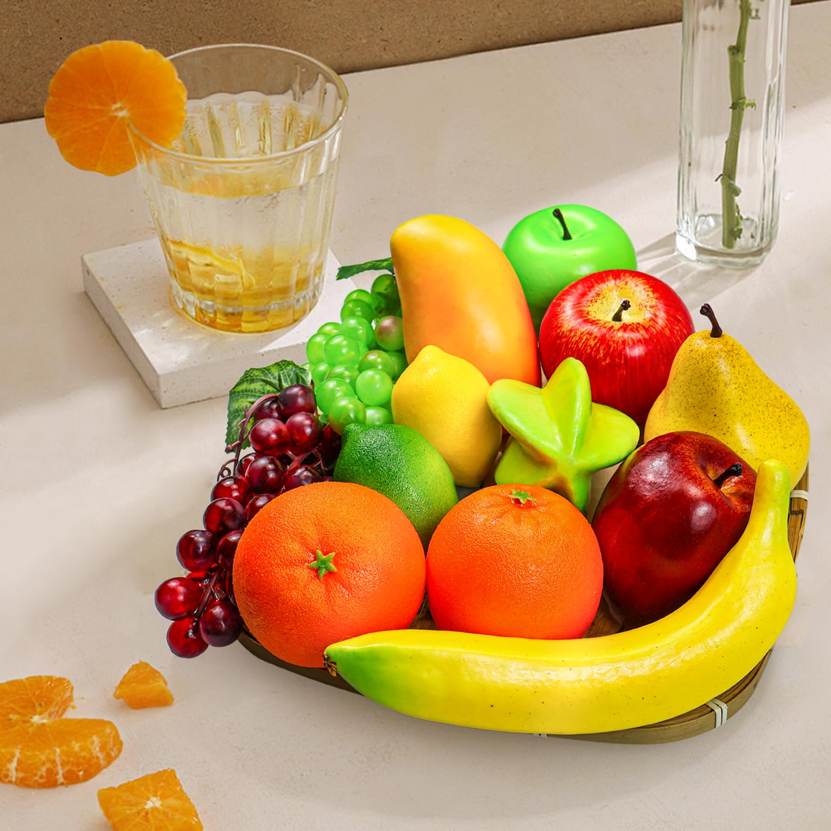 13 Piezas Juego De Frutas Artificiales, Mezcla De Frutas Falsas Para Decoración Del Hogar, Juego De Frutas De Simulación Para Decoración De Fiestas Navideñas, Modelo De Fruta Falsa Para De Fotos