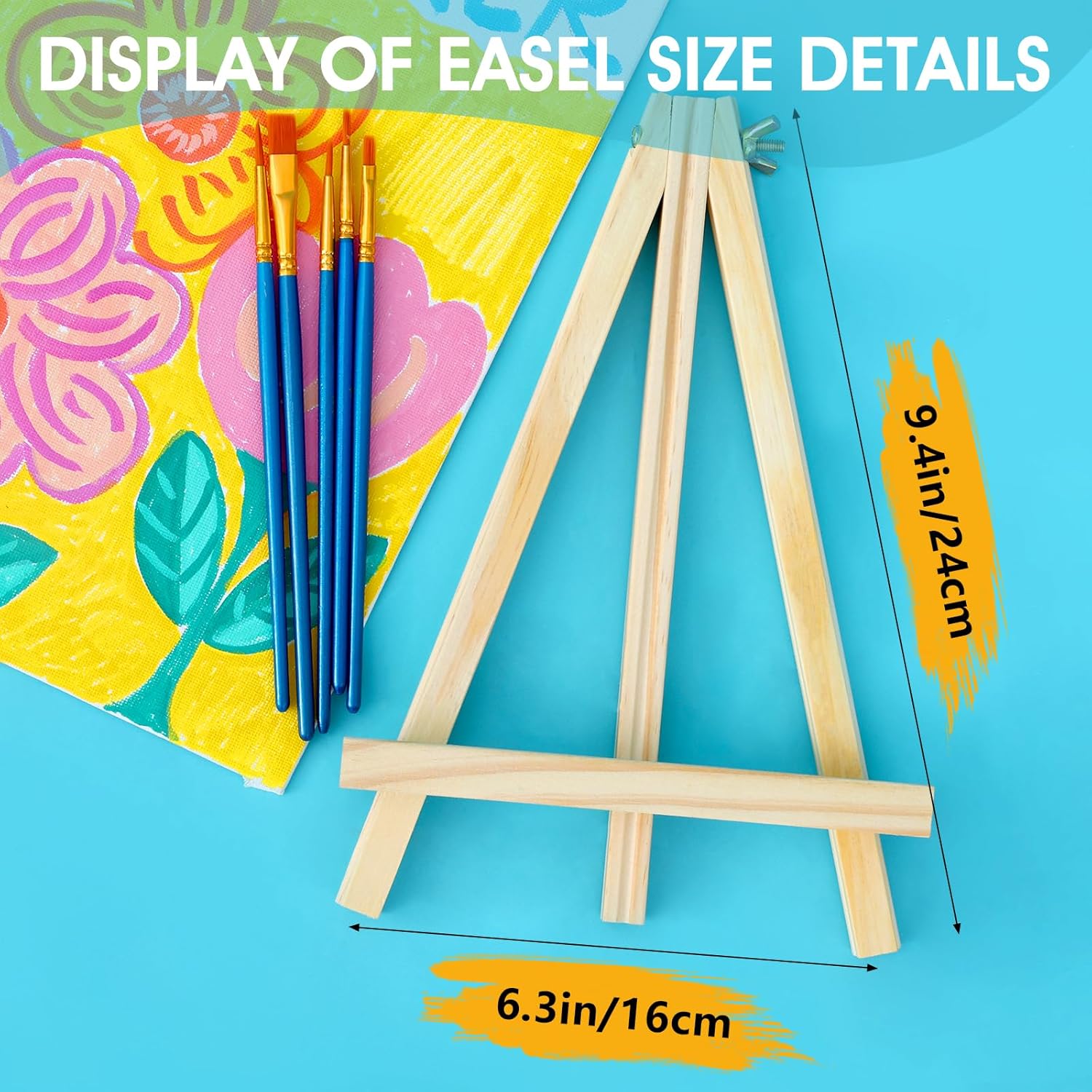 ESRICH 5 Pack 9In Wood Easels,Tabletop Painting Display Easels, Painting Party Easel, Kids Student Tabletop Easels for Painting,Portable Canvas Photo Picture Sign Holder - Image 2