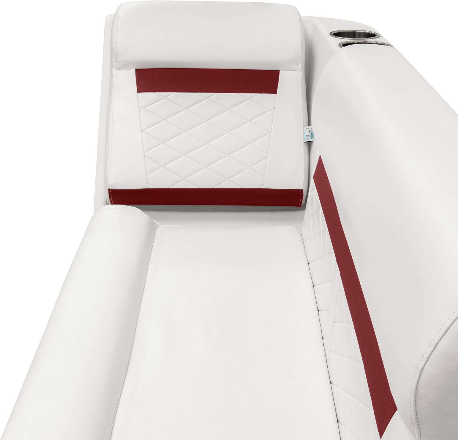 Wise DLX1305R-1906 DLX Series Pontoon Right Radius Lean Back Recliner - White/Crimson Red