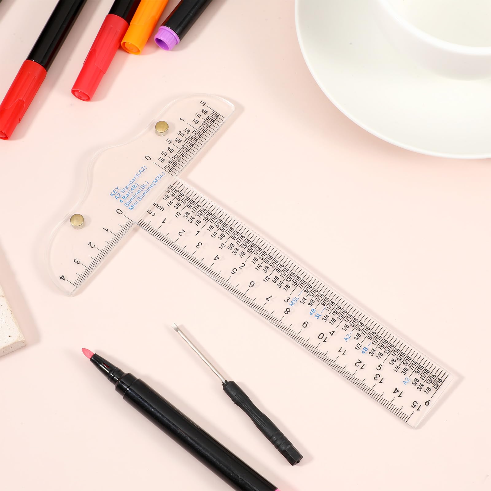 6" Clear Acrylic T-Square Ruler Drafting Tools Inch and Metric T-Square Ruler for Crafting Scrapbooking Art Framing